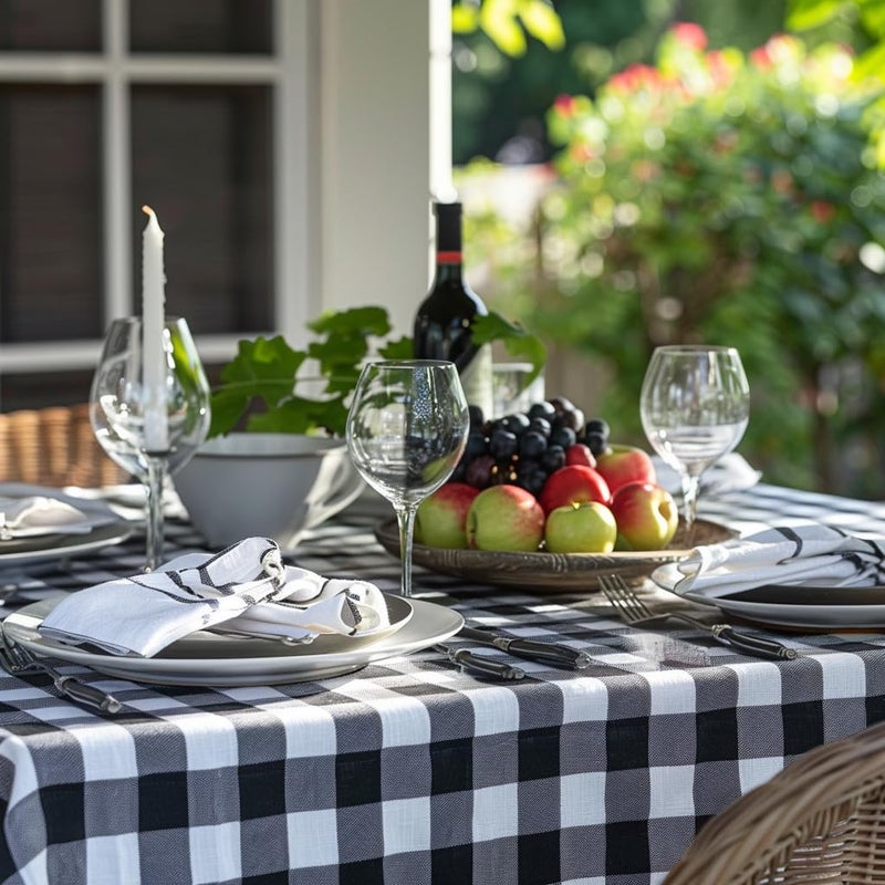 COTTON CRAFT Countryside Classic Gingham Buffalo Check Plaid Tablecloth- Premium Cotton- Halloween Harvest Autumn Fall Thanksgiving Holiday Christmas Xmas Dining Celebration Festive Party-60x120 Black - Image 4